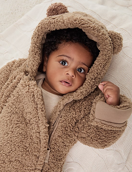 Borg Hooded Pramsuit (0-1 Yrs)