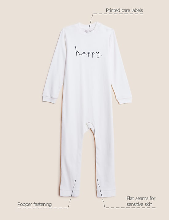 Adaptive Pure Cotton Happy Slogan Sleepsuit