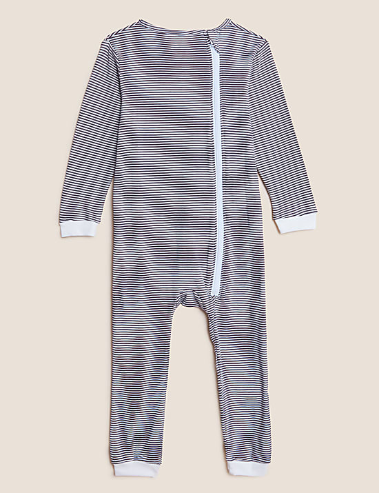 Adaptive Pure Cotton Striped Sleepsuit