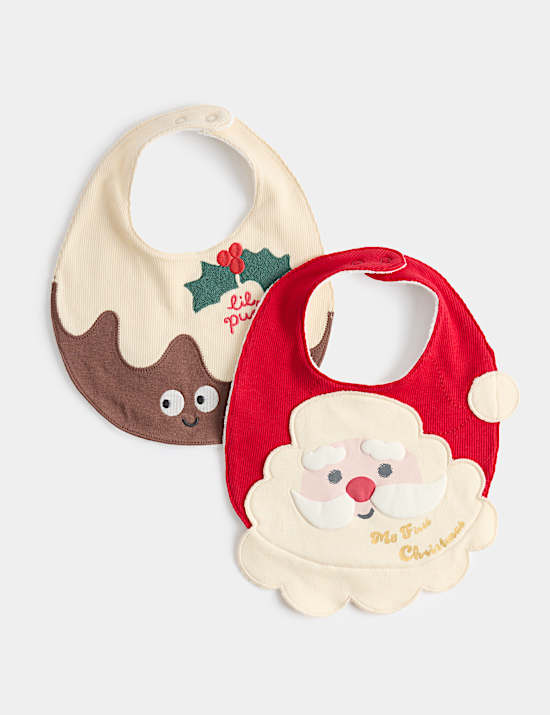 2 Pack My First Christmas Dribble Bibs