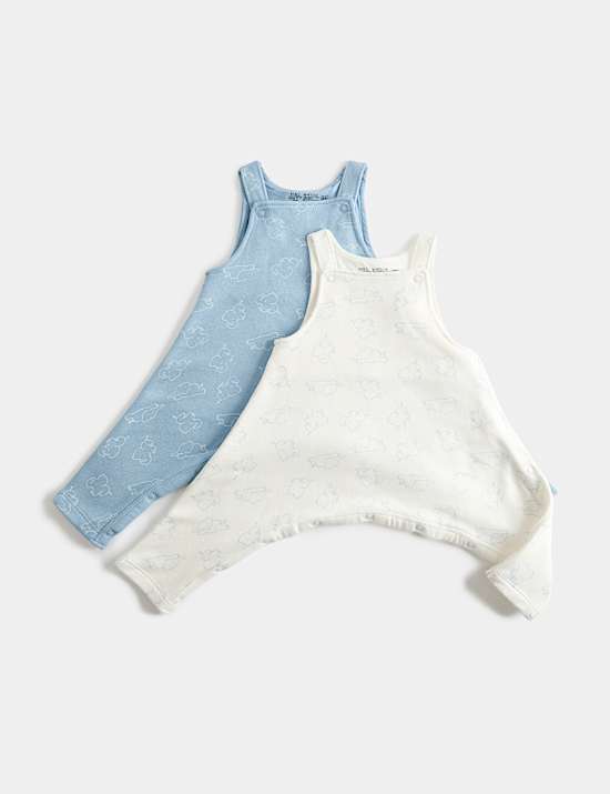 2 Pack Hip Dysplasia Cotton Rich Dungarees (7lbs-1 Yrs)