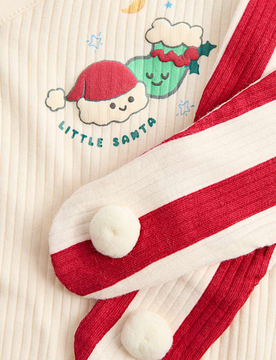 2 Piece Cotton Rich Little Santa Crawler Outfit (0-12 Mths)