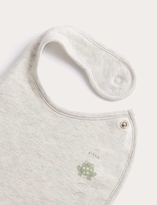 5 Pack Cotton Rich Frog Print Bibs