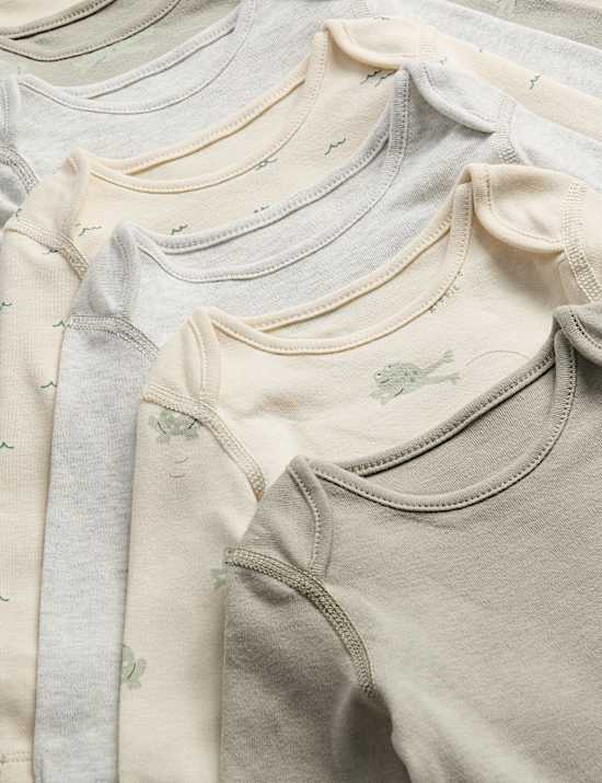 Lot de 7 bodys 100 % coton imprim&eacute; grenouille (jusqu'au 3 ans)