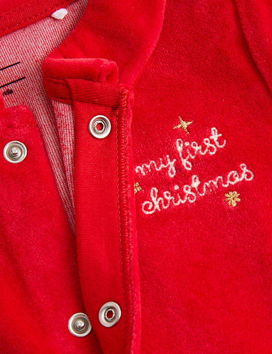 My First Christmas Velour Sleepsuit (7lbs -12 Mths)