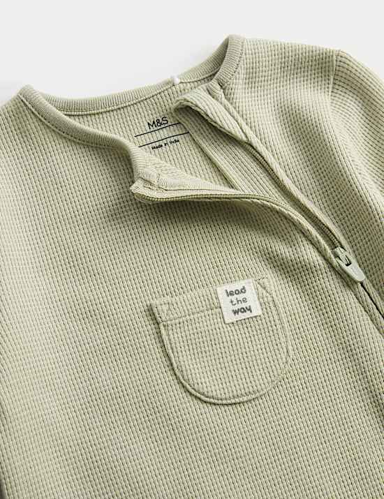 3 Pack Pure Cotton Waffle Sleepsuits (6lbs 3oz-3 Yrs)