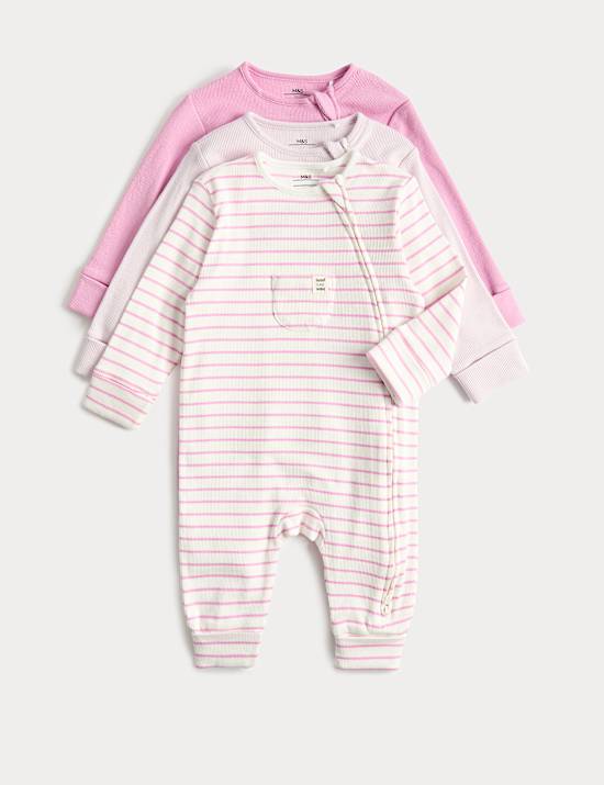 3 Pack Cotton Rich Sleepsuits (6&frac12;lbs-3 Yrs)
