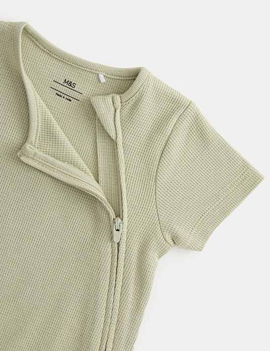 Lot de 3 barboteuses 100 % coton gaufr&eacute; (2,9 kg-3 ans)