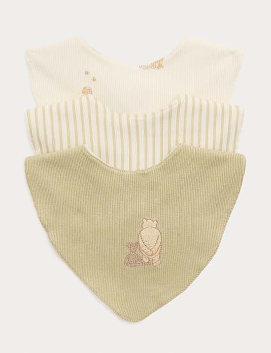 3 Pack Cotton Rich Winnie The Pooh&trade; Dribble Bibs