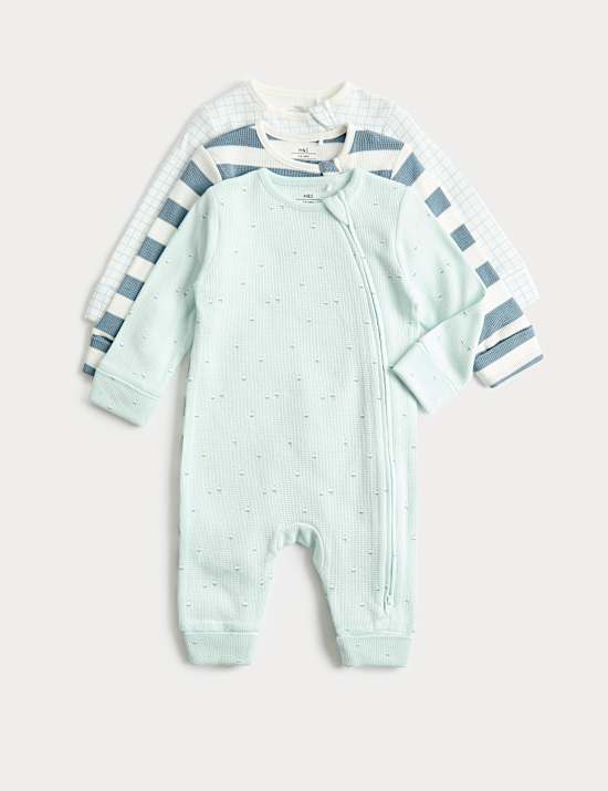 3 Pack Pure Cotton Nautical Sleepsuits  (6&frac12;lbs-3 Yrs)