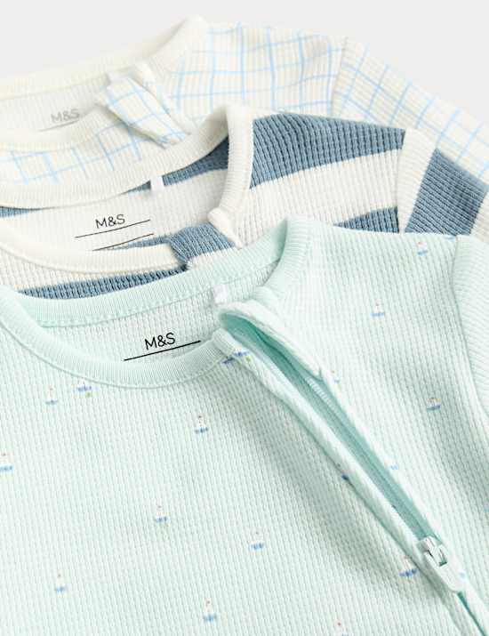 3 Pack Pure Cotton Nautical Sleepsuits  (6&frac12;lbs-3 Yrs)