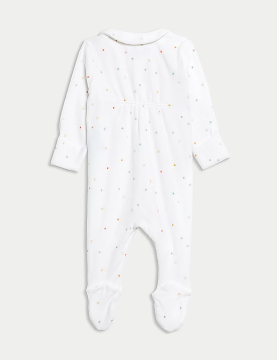 Cotton Rich Velour Stars Sleepsuit (7lbs-1 Yrs)