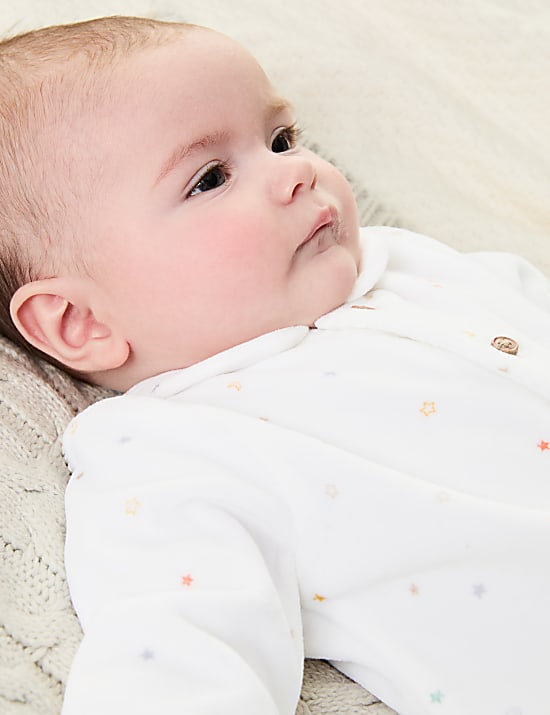 Cotton Rich Velour Stars Sleepsuit (7lbs-1 Yrs)