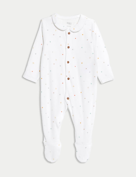Cotton Rich Velour Stars Sleepsuit (7lbs-1 Yrs)