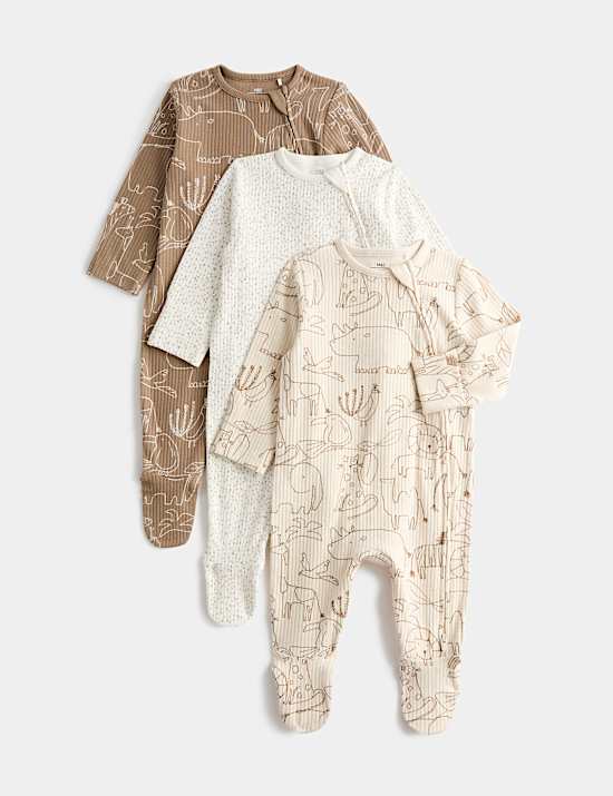 Lot de 3 dors-bien en coton &agrave; motif safari (2,9 kg-3 ans)