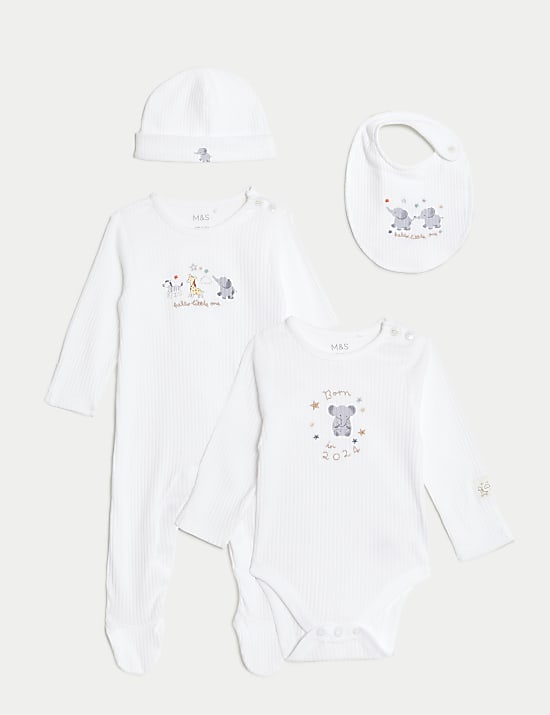 4pc Cotton Rich Born In 2024 Starter Set (7lbs-9 Mths)