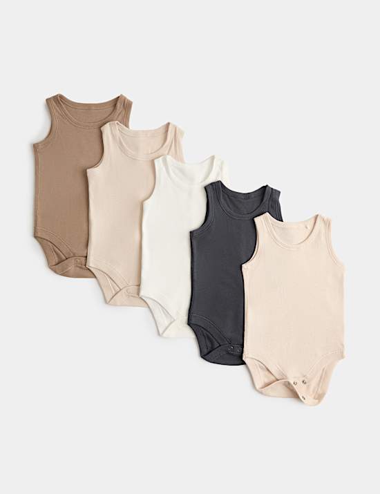 5 Pack Pure Cotton Bodysuits (7lbs - 3 Yrs)