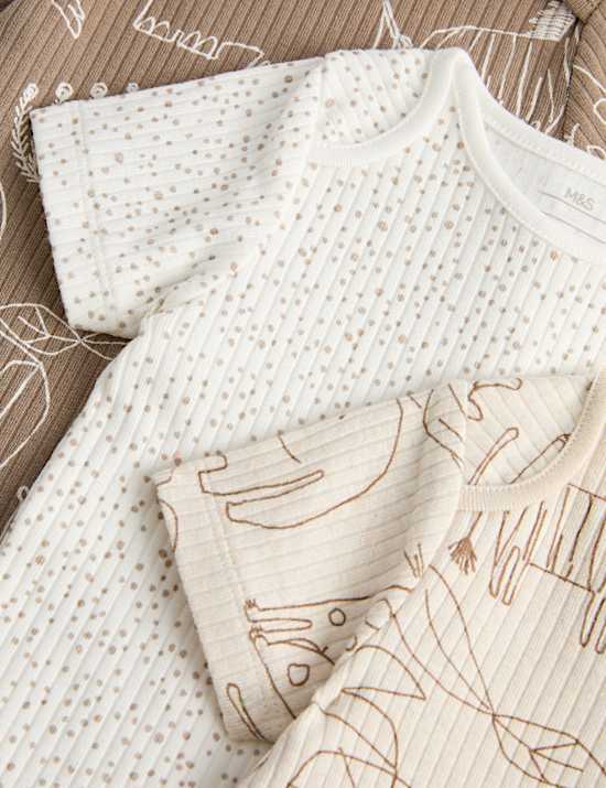 Pack de 3 bodis de cuerpo entero de algod&oacute;n con estampado de safari (3 kg-3 a&ntilde;os)