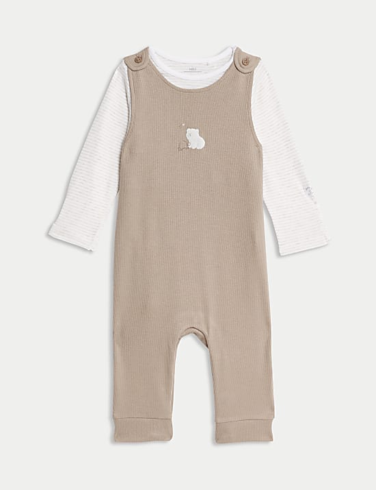 2pc Pure Cotton Dungaree Outfit (0-12 Mths)