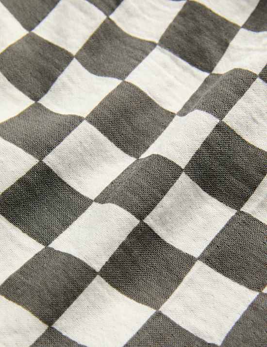 3pk Pure Cotton Checked Muslin Squares