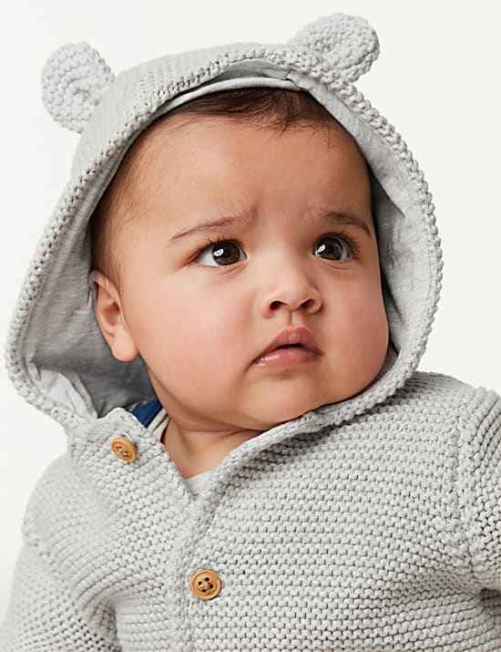 Ζακέτα με χοντρή πλέξη από 100% βαμβάκι (0-3 ετών)