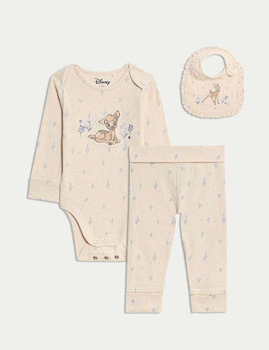 3pc Pure Cotton Bambi™ Outfit and Bib (7lbs-9 Mths)