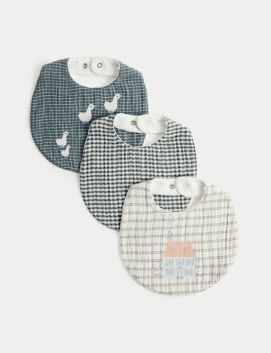3 Pack Pure Cotton Dribble Bibs