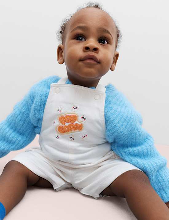 Cotton Rich Twill Popcorn Bibshorts (0-3 Yrs)