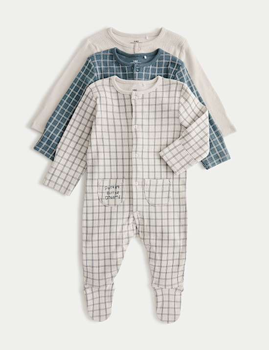 3 Pack Cotton Rich Sleepsuits (0-3 Yrs)