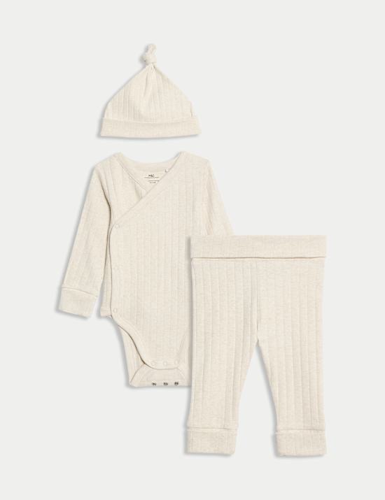 3pc Cotton Rich Bodysuit & Hat Outfit (7lbs - 12 Mths)