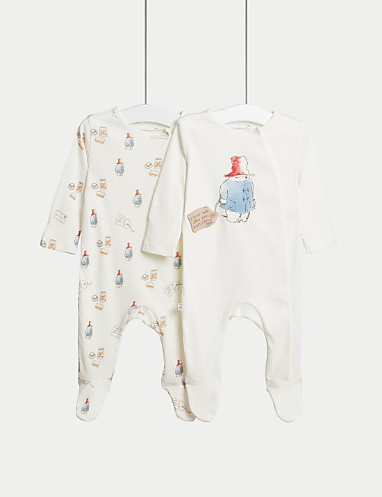 2pk Pure Cotton Paddington&trade; Sleepsuits (7lbs-1 Yrs)
