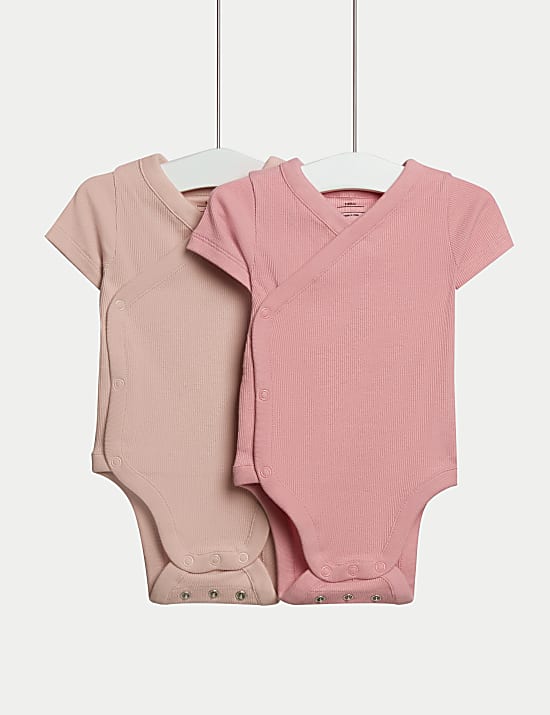 Lot de 2 bodys en coton croisés côtelés croisé (jusqu’au 3&nbsp;ans)