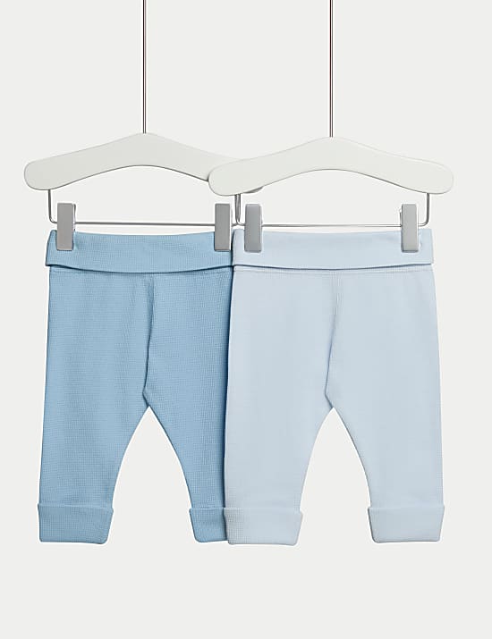 Pack de 2 leggings 100% algodón gofrados (2,7&nbsp;kg-3&nbsp;años)