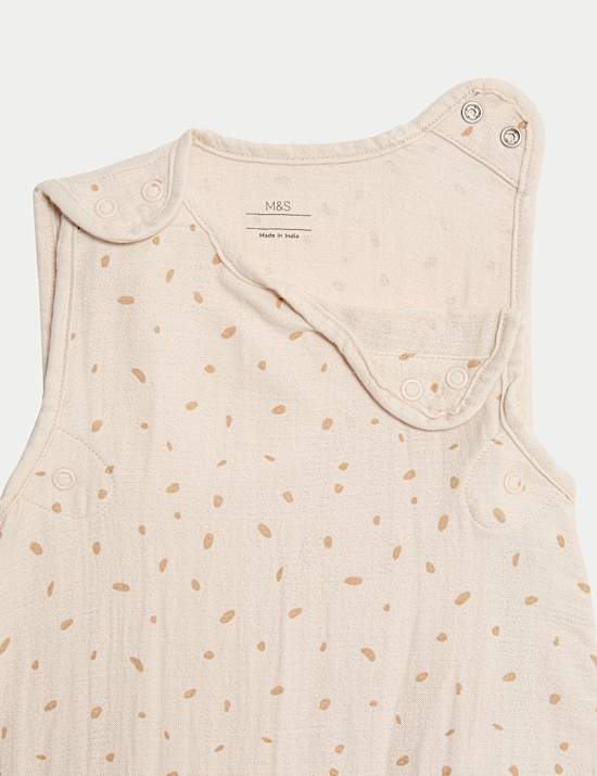 שק שינה מכותנה טהורה עם הדפס נקודות ושכבת בידוד 0.5 (3-0 שנים)