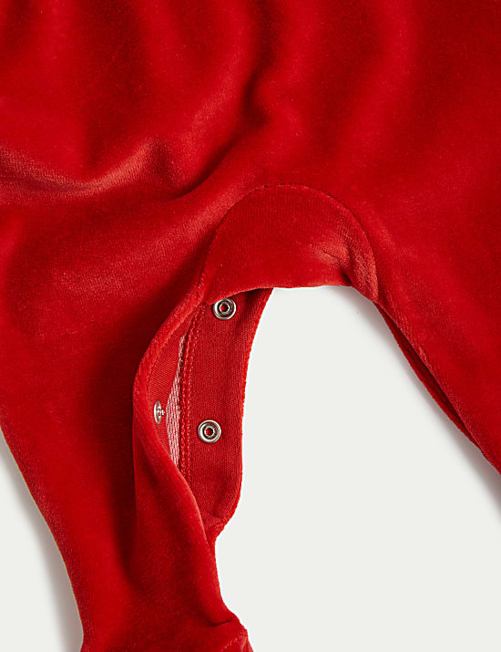 Smocked Velour Christmas Sleepsuit (0-12 Mths)