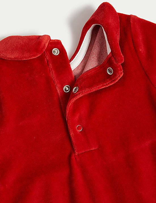 Smocked Velour Christmas Sleepsuit (0-12 Mths)