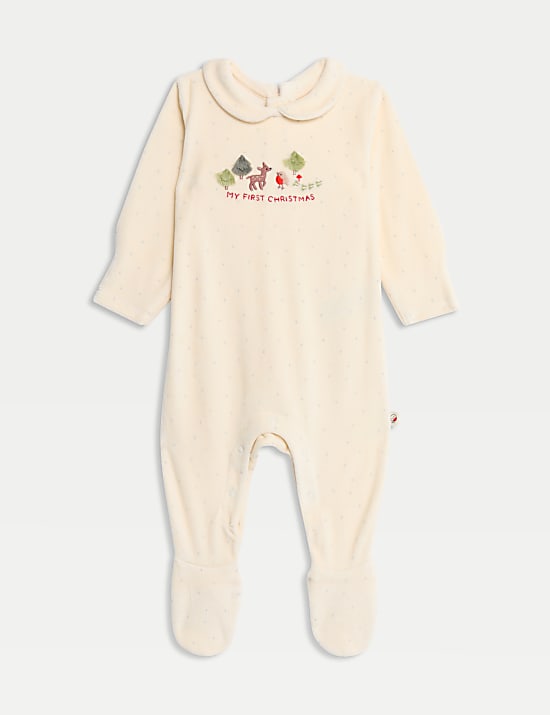 My First Christmas Velour Sleepsuit (7lbs-12 Mths)