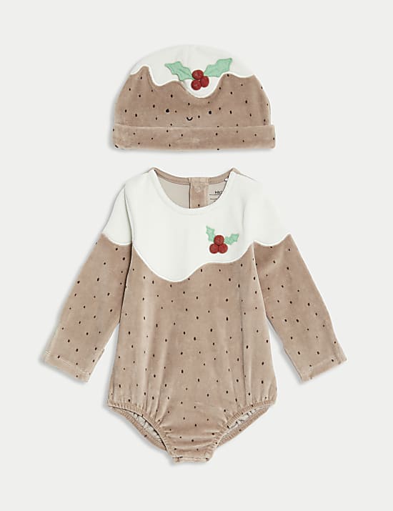 Βελουτέ χριστουγεννιάτικο σύνολο με πουτίγκα, σετ των 2 (3 κιλά-12 μηνών)