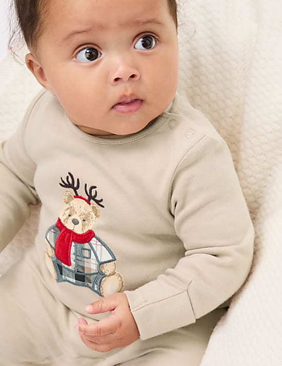 חליפת שינה בעיצוב משפחתי לחג המולד עם הדפס Spencer Bear™‎, לילדים (3 ק"ג-3 שנים)