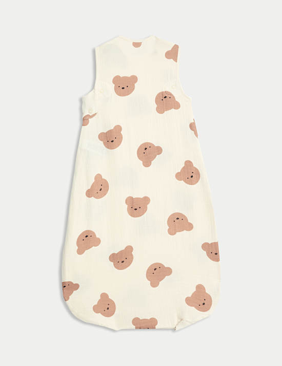Pure Cotton Bear Print 0.5 Tog Sleeping Bag (0-3 Yrs)