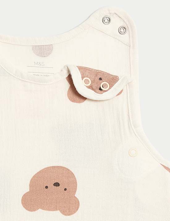 Pure Cotton Bear Print 0.5 Tog Sleeping Bag (0-3 Yrs)