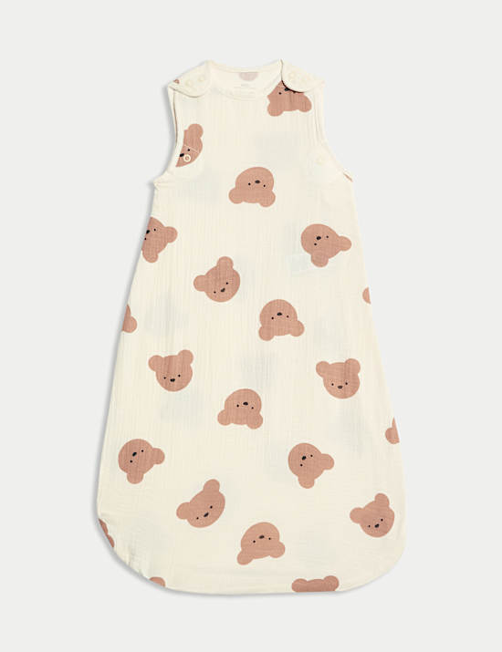 Pure Cotton Bear Print 0.5 Tog Sleeping Bag (0-3 Yrs)