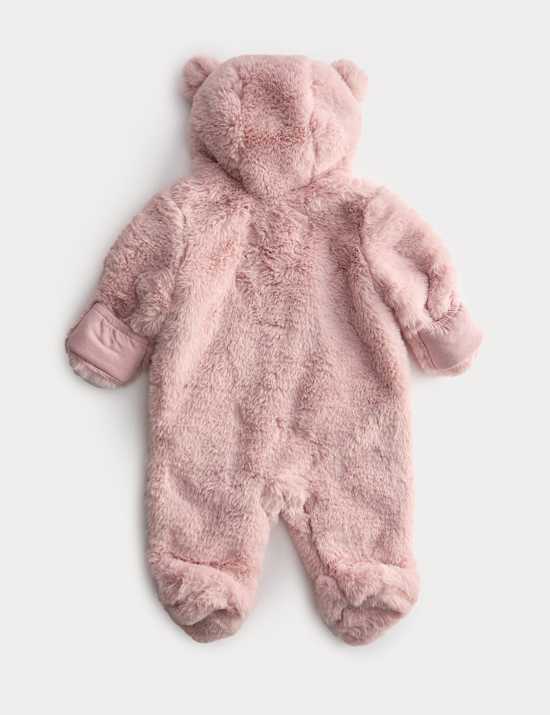 Faux Fur Hooded Pramsuit (0-12 Mths)