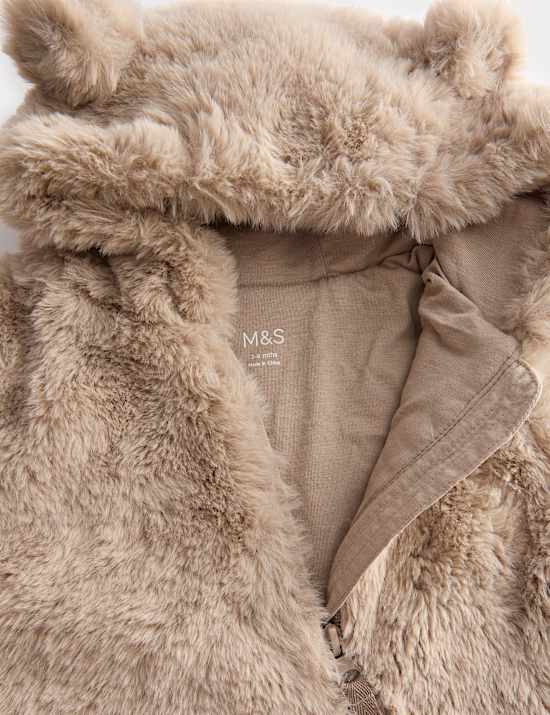 Faux Fur Hooded Pramsuit (0-12 Mths)