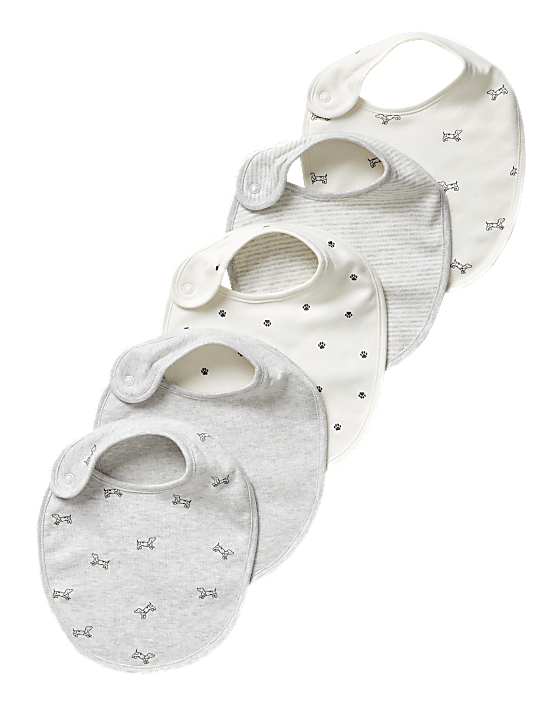 Σαλιάρες με print σκυλάκι από 100% βαμβάκι, 5 τεμάχια