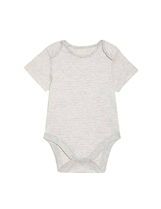 7pk Pure Cotton Dog & Striped Bodysuits (5lbs-3 Yrs)