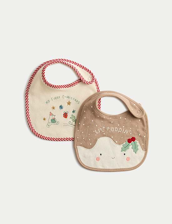2pk Cotton Rich Christmas Dribble Bibs