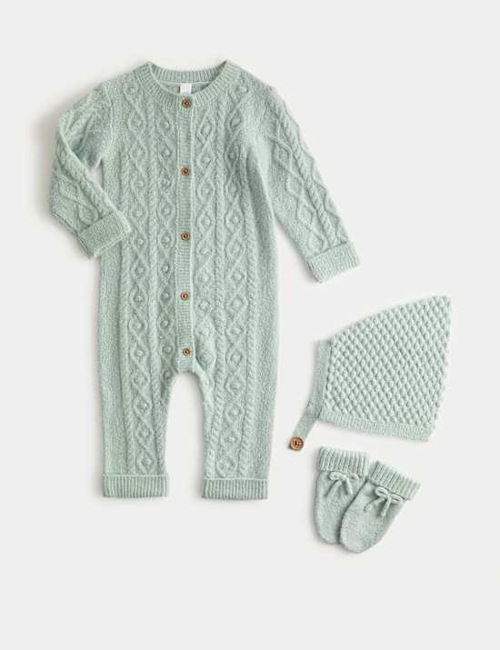 3pc Knitted All In One Set (7lbs-12 Mths)