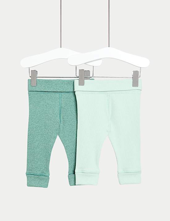 2pk Cotton Rich Waffle Leggings (6&frac12;lbs-3 Yrs)