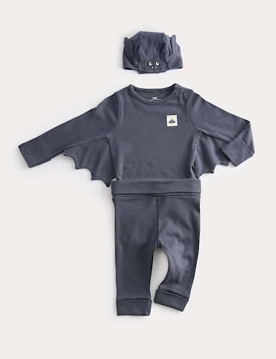 3pc Novelty Halloween Bat Outfit (0-24 Mths)